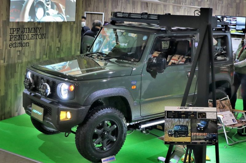 ジムニー・シエラによく似合うラインエックス塗装 キャンプシーンでもよく似合うカスタム オートサロン2019 ジムニー・シエラによく似合うラインエックス塗装 キャンプシーンでもよく似合うカスタム オートサロン2019